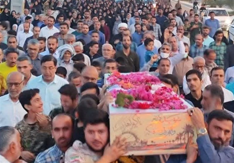 پیکر مطهر شهید گمنام در شهرستان دیر تشییع شد